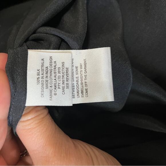 NWT Camilla SILK Crystal Embellished Black Cross Front Top Long Back 2 - Picture 6 of 11